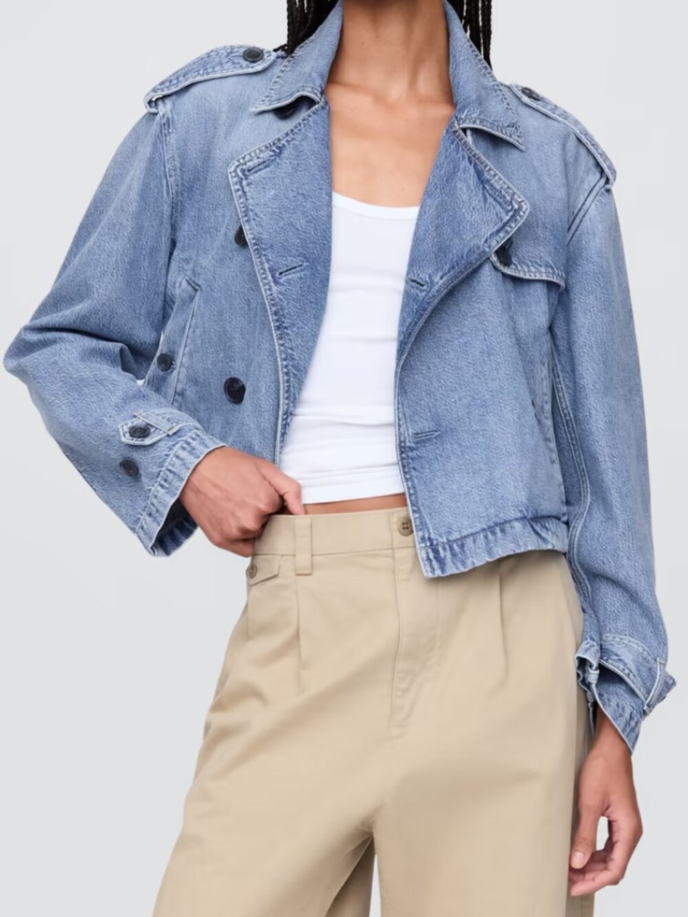 GAP Denim Crop Trench Jacket